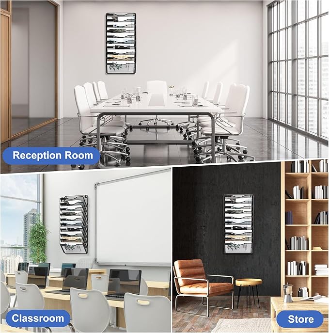 EasyPAG Wall File Organizer for Office 10 Pocket Mesh Wall Mounted Paper - Image 5