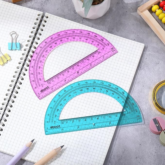 EBOOT 24 Pack Plastic Protractors Math Protractor 180 Degrees 6 Inch - Image 6