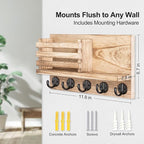 Lwenki Key Holder for Wall – Decorative Wooden Mail Holder and Key Shelf - Image 2