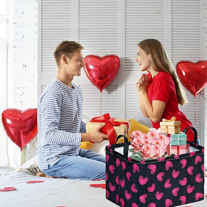 FUULOXE Rectangular Valentines Basket Storage Bin - Image 4