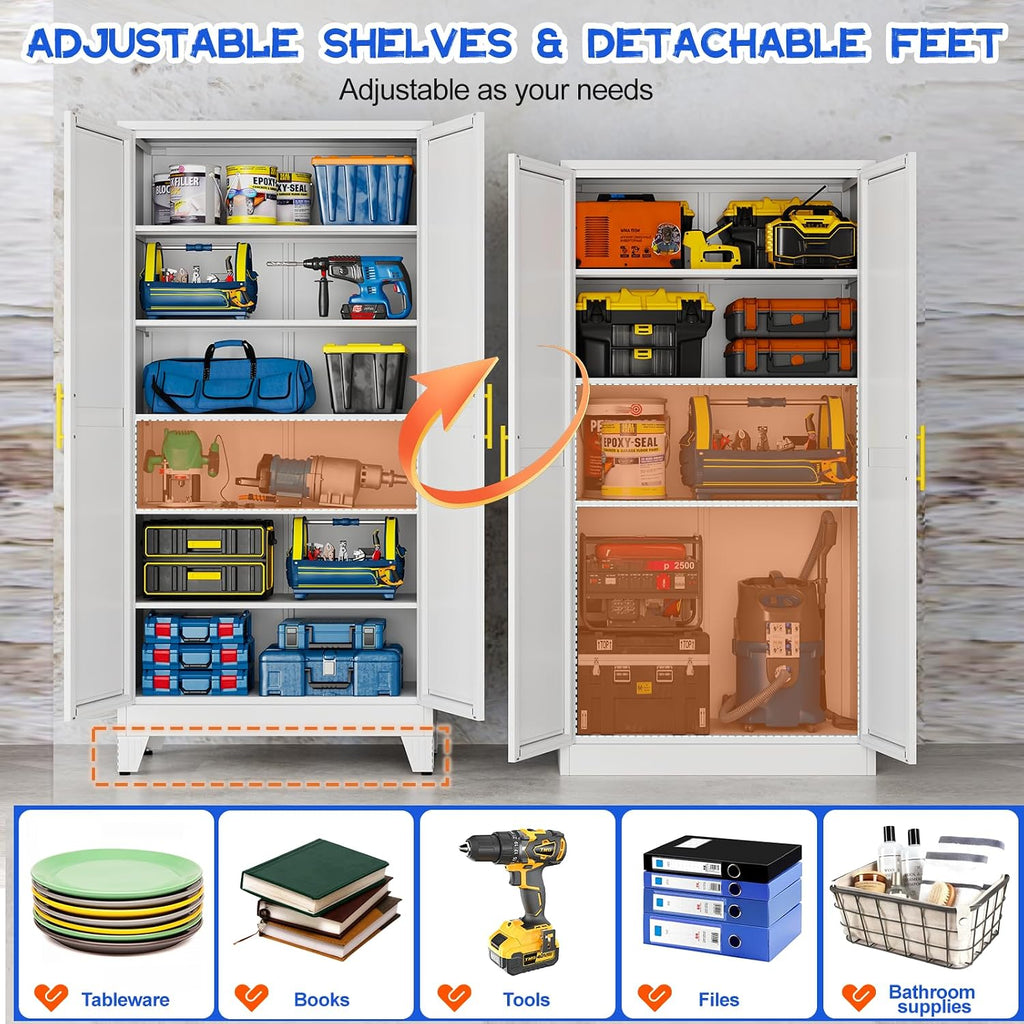 gaious 75.2" tall metal storage cabinet with 2 showing dimensions