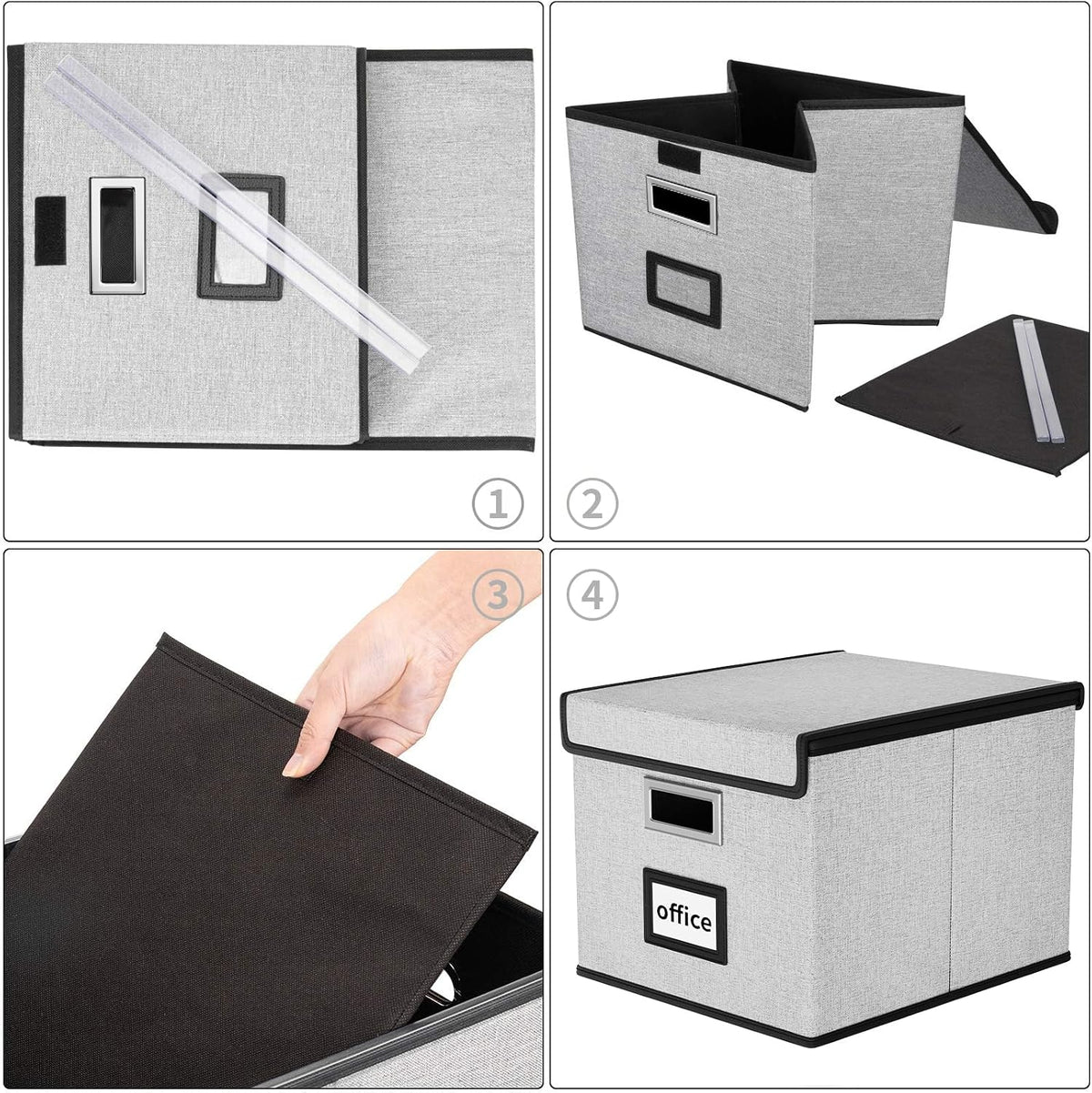 File Organizer Box with Lids, Collapsible File Folder Organizer