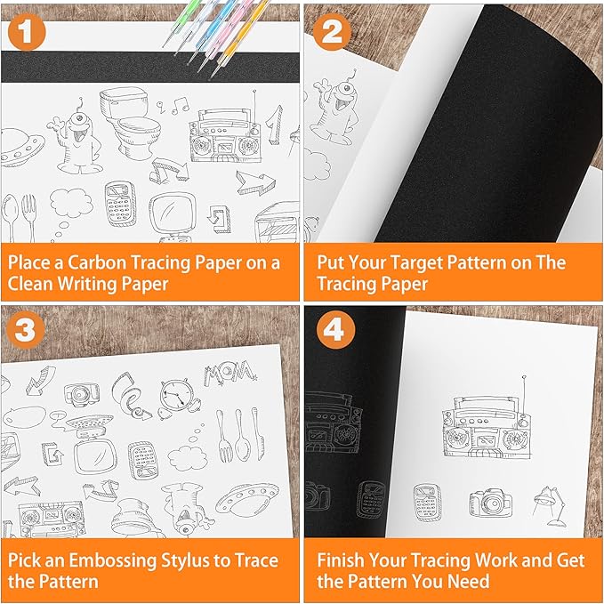 100 Sheets White Tracing Paper 100 Sheets Carbon Transfer Paper and 5 Pieces - Image 3