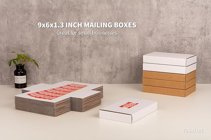 YUSHYIJIE 9x6x1.3 inch Small Shipping Boxes, 25 Pack - Image 9