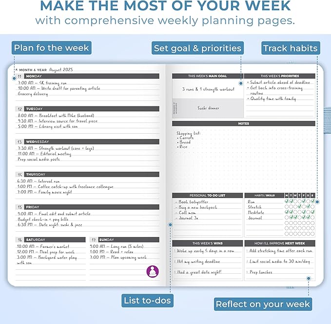 Clever Fox Planner Large – Undated Weekly & Monthly Planner - Image 6