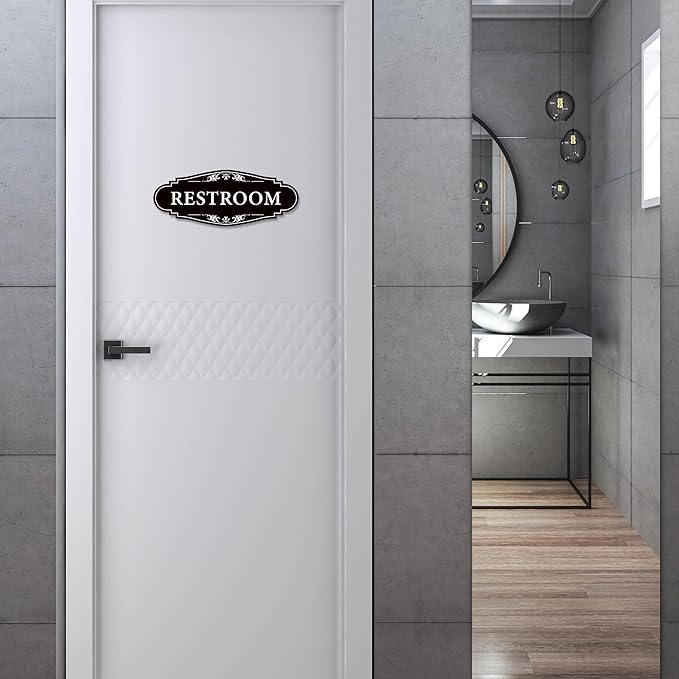 Restroom Sign for Business and Home，Self-adhesive Unisex Bathroom Sign - Image 5