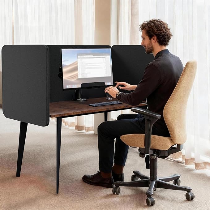 KERRAM Desk Privacy Panel 24 x 24 Inch, Sound Absorbing & Proof Desk Divider - Image 7