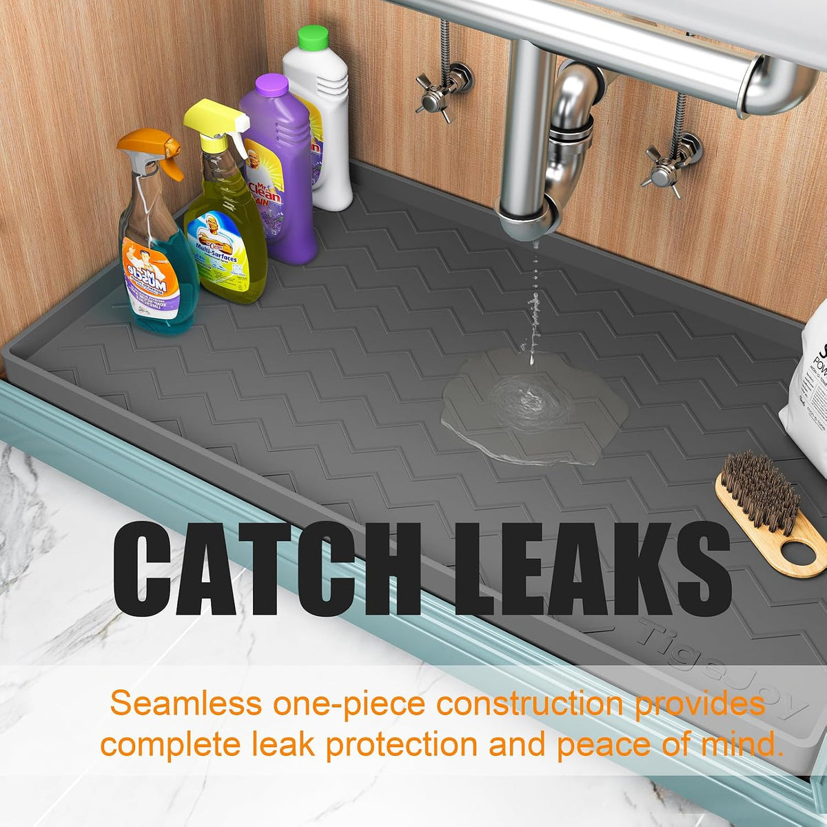 TigeJoy Under Sink Mats for Kitchen Waterproof 31" x 22", Cabinet L...