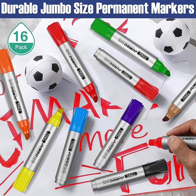 Fuutreo 16 Pcs Jumbo Size Permanent Markers Bulk Large Chisel Tip Permanent - Image 7