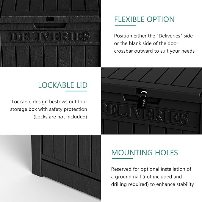 Yardgrace 55 Gallon Outdoor Storage Box, Waterproof Resin Deck Box - Image 9