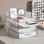 FANXIYQ 4-Tier Acrylic Paper Tray Organizer | Clear Stackable Desk Organizer - Image 6