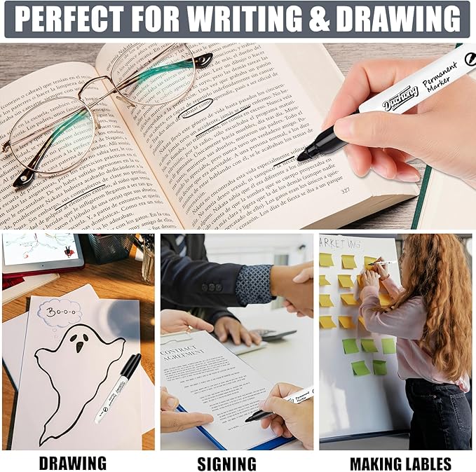 Duchong Black Permanent Markers, Quick Drying Marker, Waterproof, Works on - Image 7