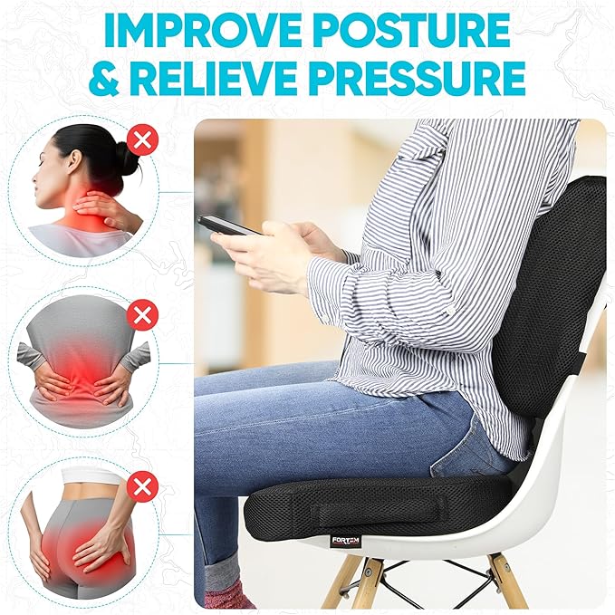 FORTEM Seat Cushion, Office Chair Cushion, Lumbar Support Pillow - Image 5
