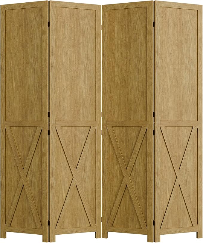 Cozy Castle Wood Room Divider, 4 Panels Folding Privacy Screen, 66.9'' Wall - Image 8