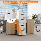 METAN 4 Drawer File Cabinet on Wheels, Lockable Metal Filing Cabinet - Image 4