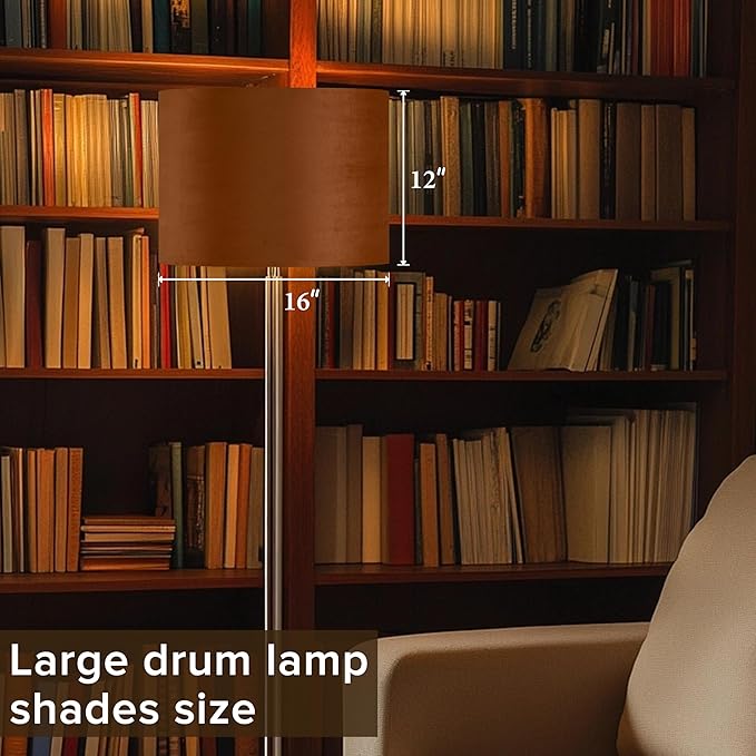 GO&SO Large Lampshade Replacement, Burnt Orange Velvet Drum Lamp Shades Set of - Image 4
