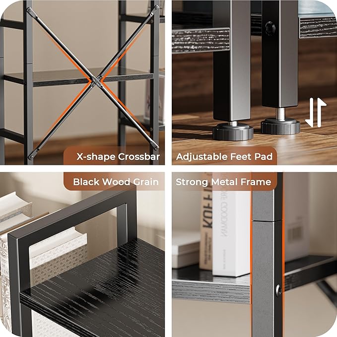SUPERJARE Triple 6 Tier Bookshelf, Bookcase - Image 7