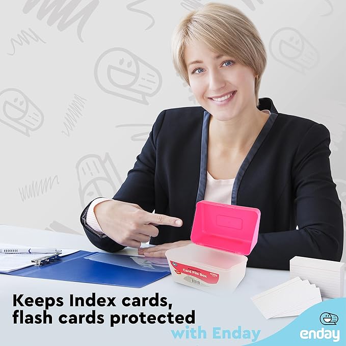 Enday Index Card Holder Pink, 3x5 Note Flash Card Organizer Case, Index Card - Image 6