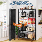 5-tier folding metal storage rack - 63" heavy-duty showing dimensions