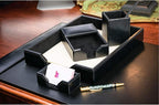 DACASSO Black Bonded Leather 5-Piece Desk Set - Image 4
