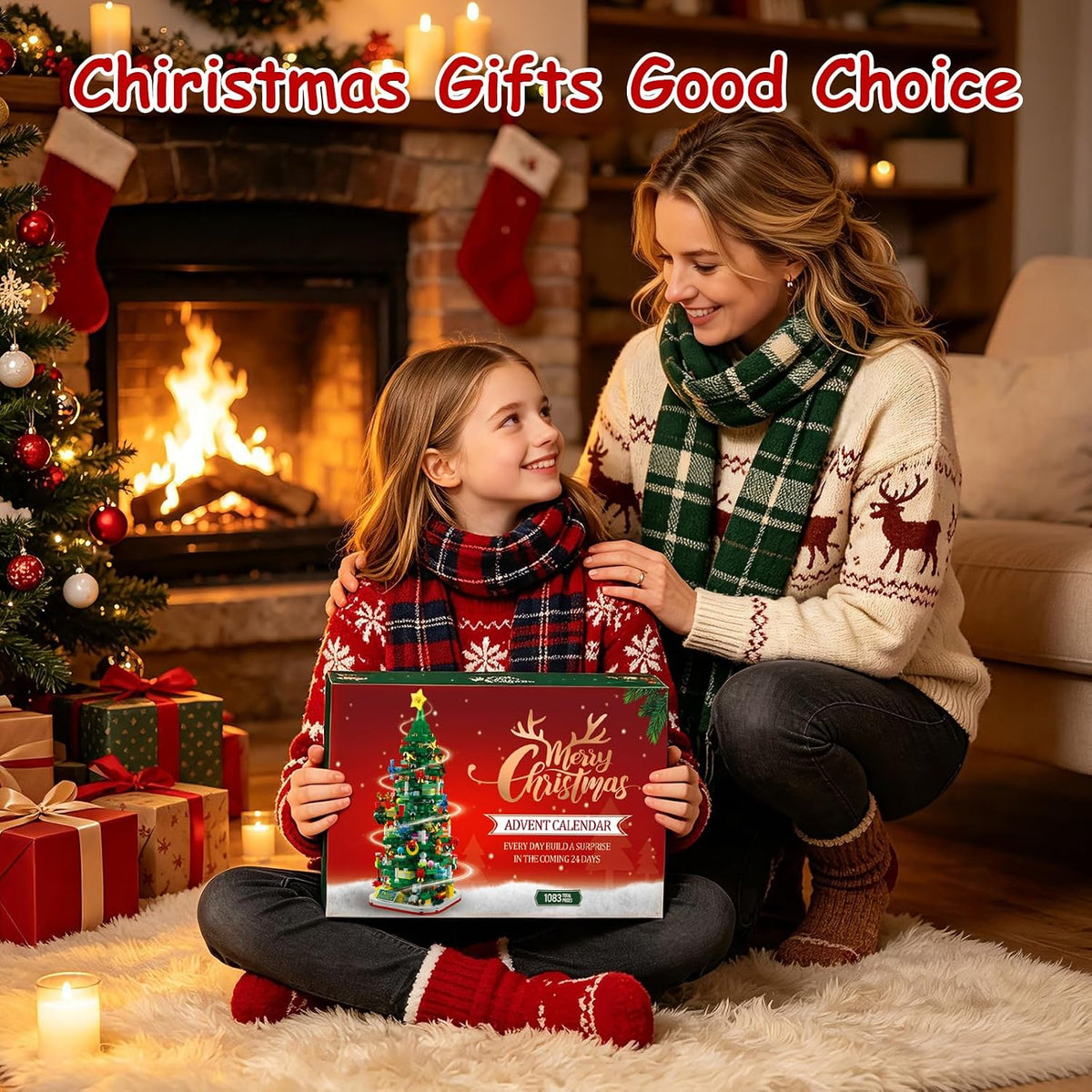 Advent Calendar 2026,Christmas Tree Building Kit with Lights,1083 Piece