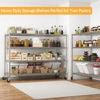 Himimi Storage Shelves with Wheels, 4-Tier Heavy Duty Steel Wire Rack Storage - Image 5