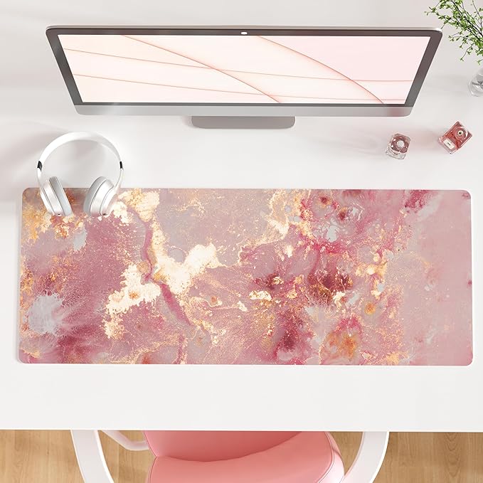 QIYI Large Mouse Pad, Cute Pink Desk Mat by QIYI