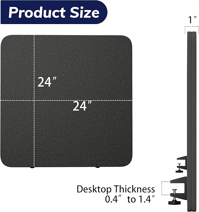 KERRAM Desk Privacy Panel 24 x 24 Inch, Sound Absorbing & Proof Desk Divider - Image 6