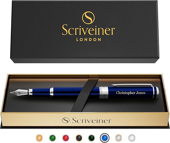 Scriveiner Personalized Midnight Blue Fountain Pen by Scriveiner