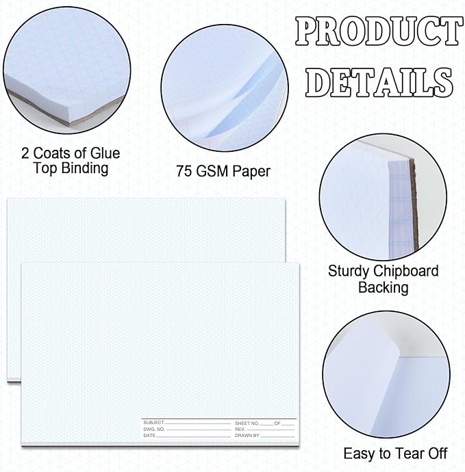 1 Pack 50 Sheets 11" x 17" Isometric Graph Paper Pad Landscape - Image 5