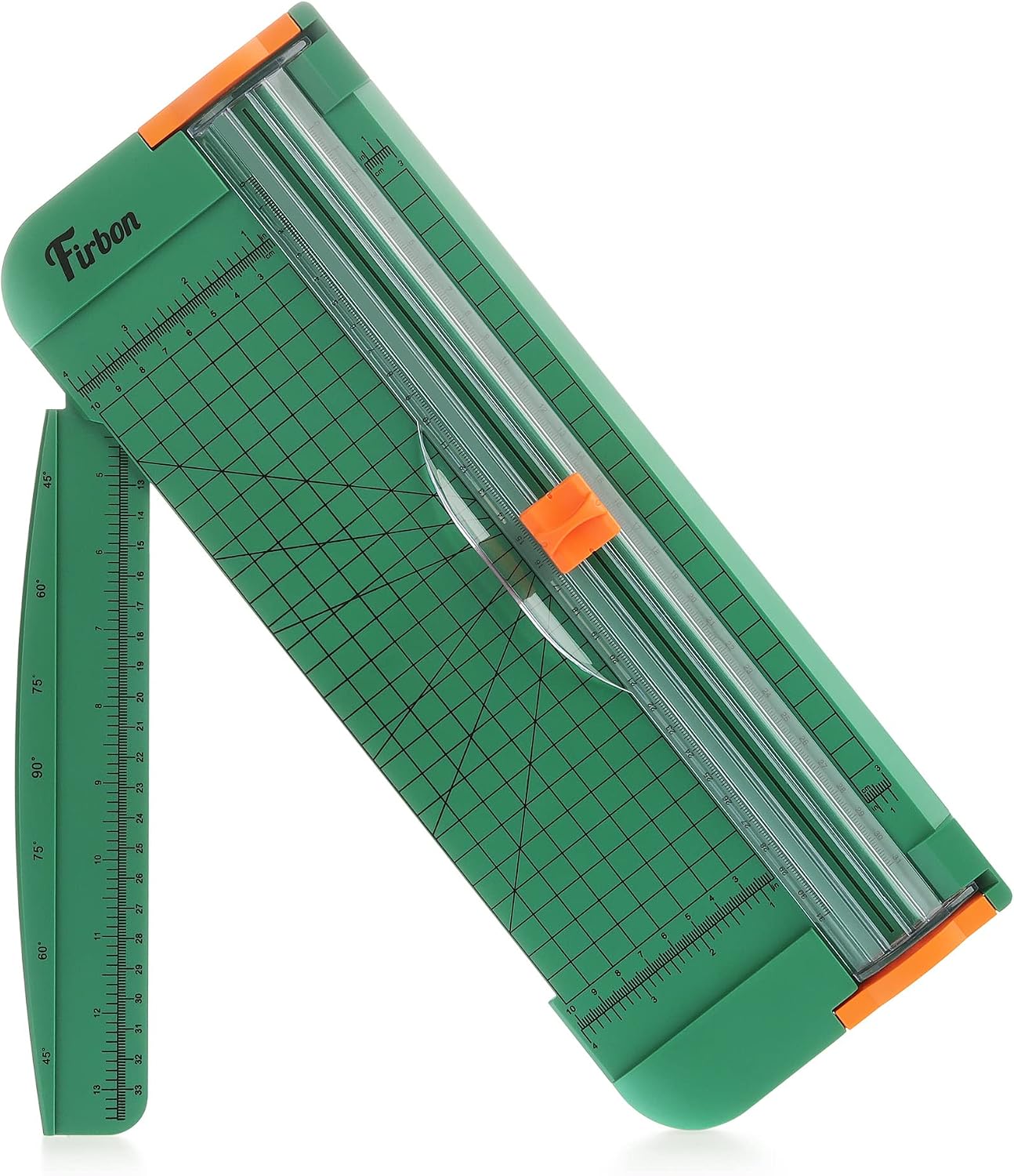 Firbon A4 Paper Cutter, 12 Inch Paper Trimmer with Extened Ruler, Green | 12 Sheet Capacity | CM & Inch Scale | Spring-Loaded Safe Blade | Cuts Cardstock, Vinyl, Coupons, Labels & Scrapbooking Crafts