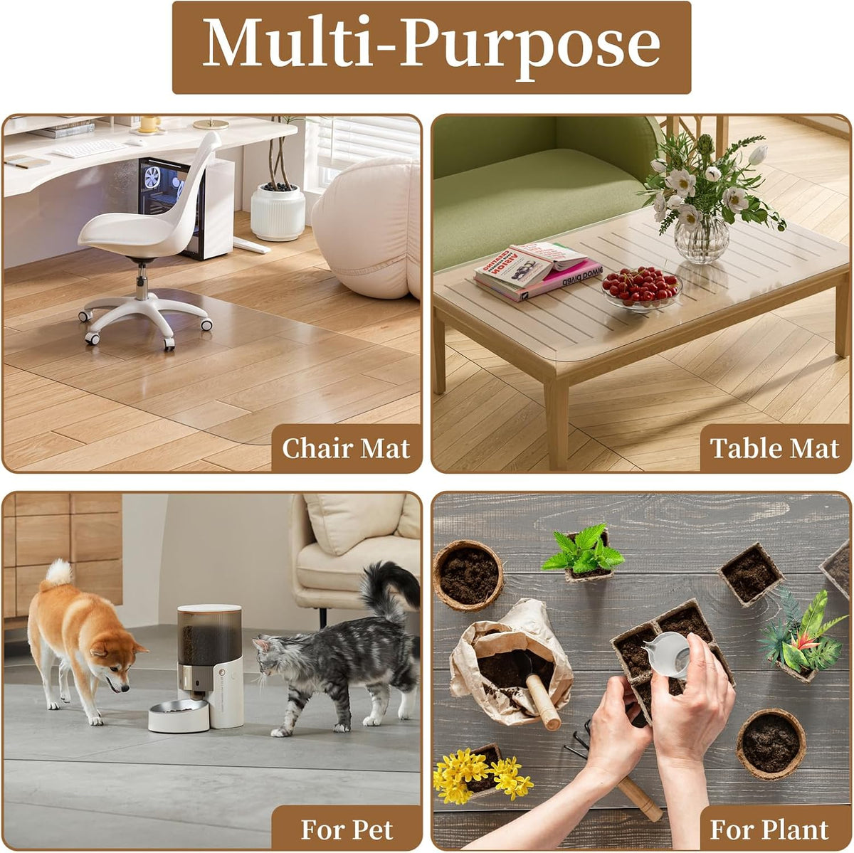 Office Chair Mat for Hardwood Floor - 48" X 48" PVC Clear Floor Pro...
