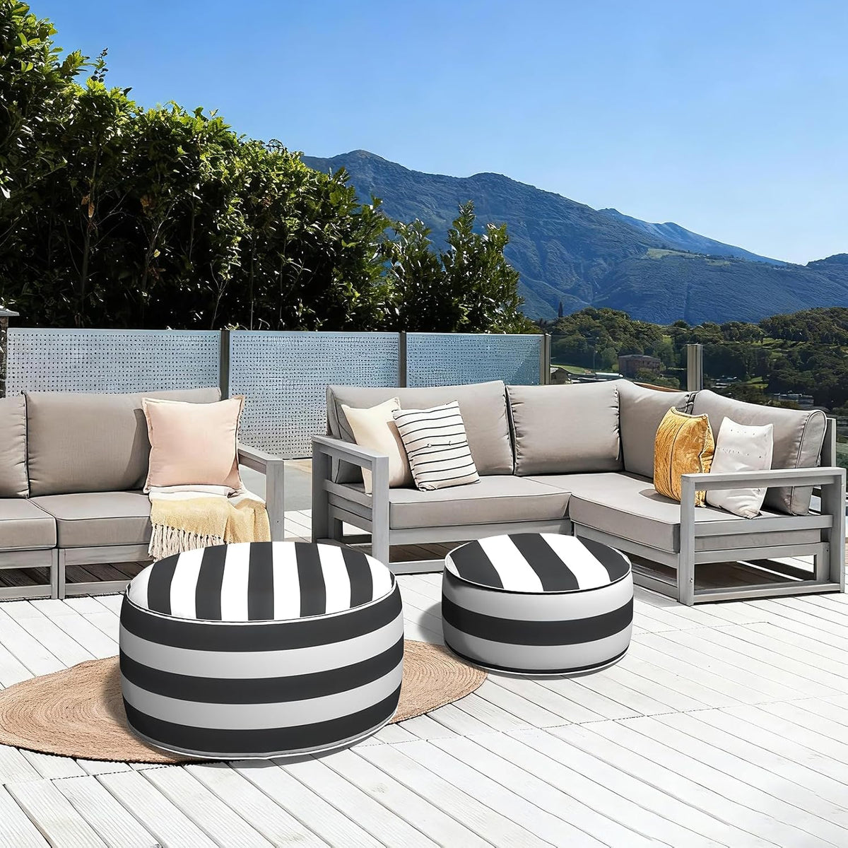 LVTXIII Inflatable Stool Ottoman Footrest with Handle, All Weather Footrest S...