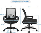 Yaheetech Black Computer Desk and Chair Set with Drawer, Shelves, Mesh Seat | Particle Board and MDF Build a Sturdy Desk with a Drawer and Elevated Platform, Paired with a Mesh Chair for Adults.