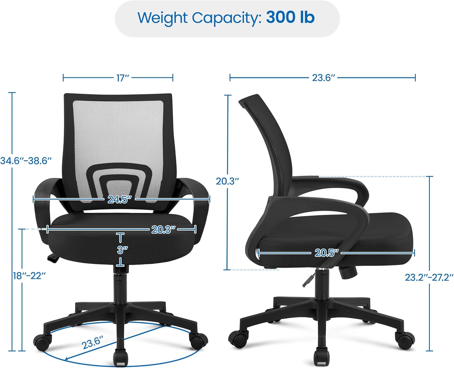 Yaheetech Black Computer Desk and Chair Set with Drawer, Shelves, Mesh Seat | Particle Board and MDF Build a Sturdy Desk with a Drawer and Elevated Platform, Paired with a Mesh Chair for Adults.