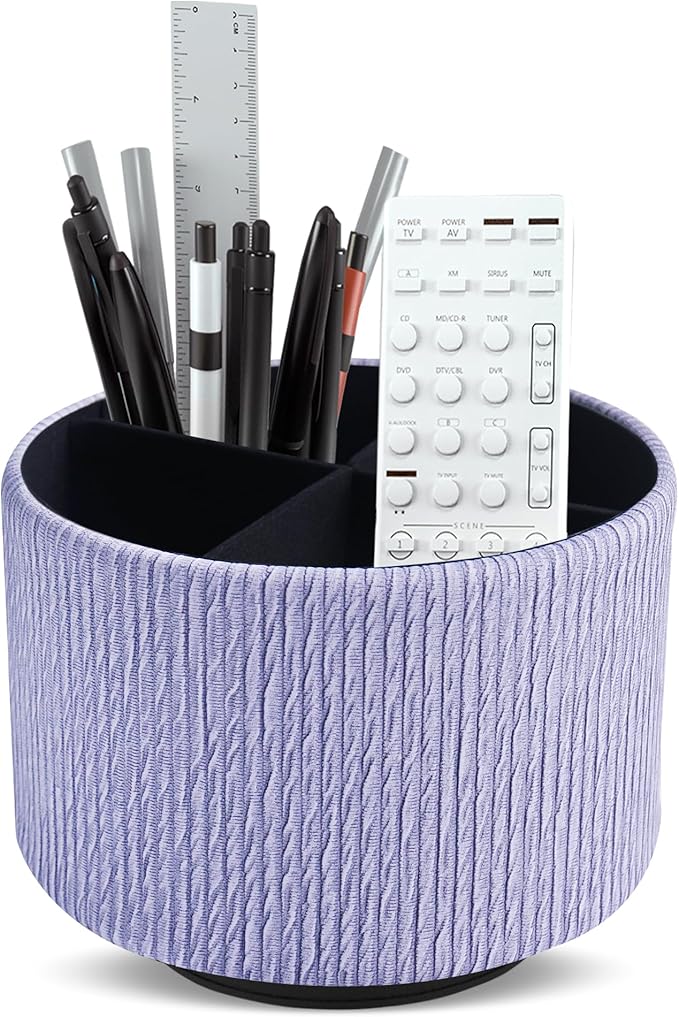 Hennaja Round Leather Art Supply Organizer, Remote Control Holder, 360 Degree by Hennaja