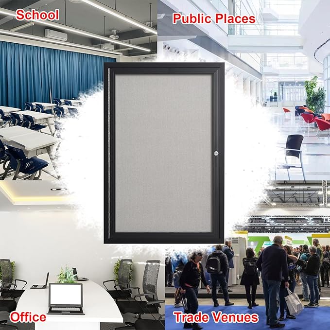 36×24 Inch Lockable Enclosed Bulletin Board, Weather-Resistant Outdoor - Image 6