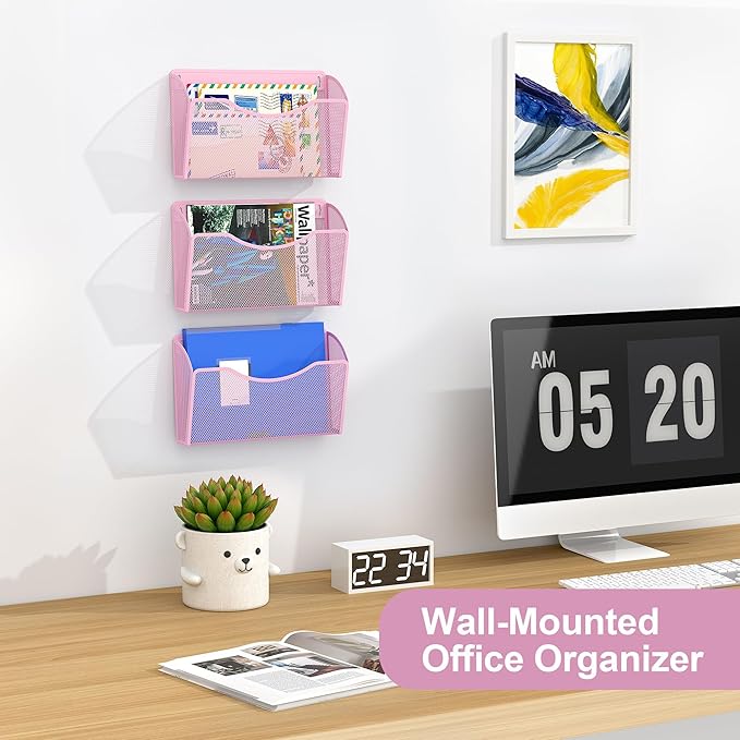 EasyPAG 3 Single Pocket Wall File Organizer, Mesh Hanging File Folder Organizer - Image 3