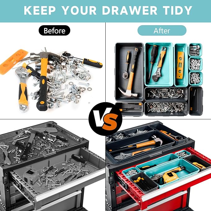 FLYVOLE Tool Box Organizer Tray, Toolbox Desk Drawer Organizer, Tool Box Tray - Image 4