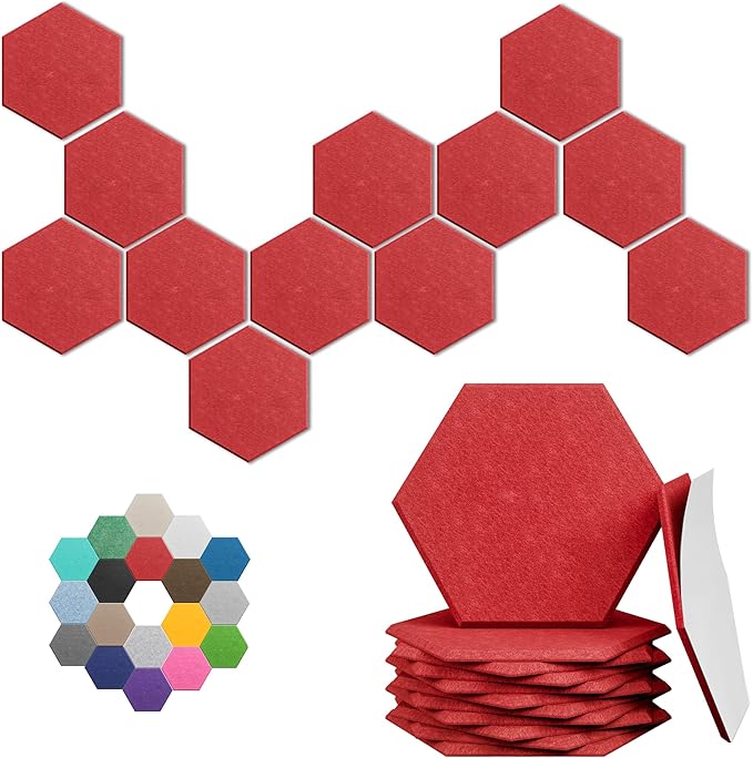 Hexagonal Acoustic Panels-12 Pack High-Density Sound Absorbing Panels by UNECHOACOUSTIC