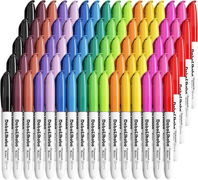 Dabo&Shobo 80 Pack Permanent Markers Assorted Colors, Fine Point, 16 Colors by DaboShobo