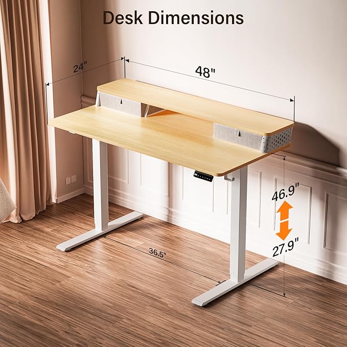 Kingant 48 x 24 Inch Electric Standing Desk - Image 3