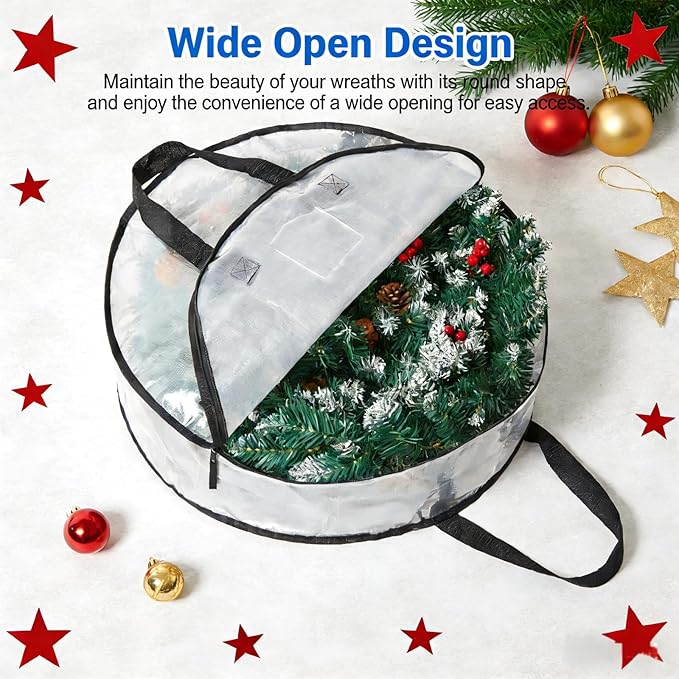 PWRSC 2 Pack Wreath Storage Bag, Christmas Decoration Garland Container - Image 3