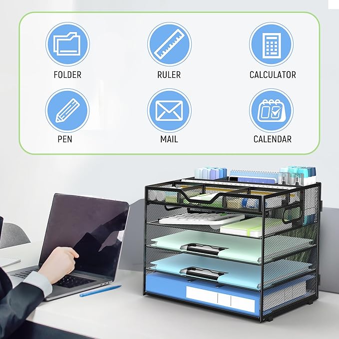 Docnest 5 Tier Mesh Desk Organizer- Letter Tray - Image 7