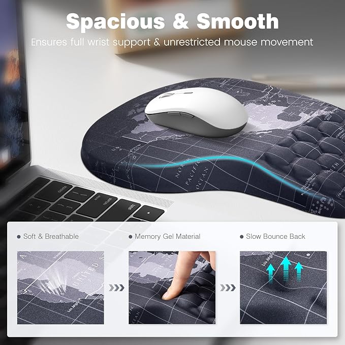 Ospelelf Ergonomic Mouse Pad and Keyboard Stand Wrist Rest Set, Memory Foam - Image 4