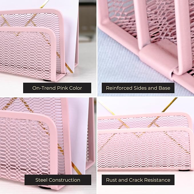 BLU MONACO | Pink Metal Mesh Letter Sorter - Image 3