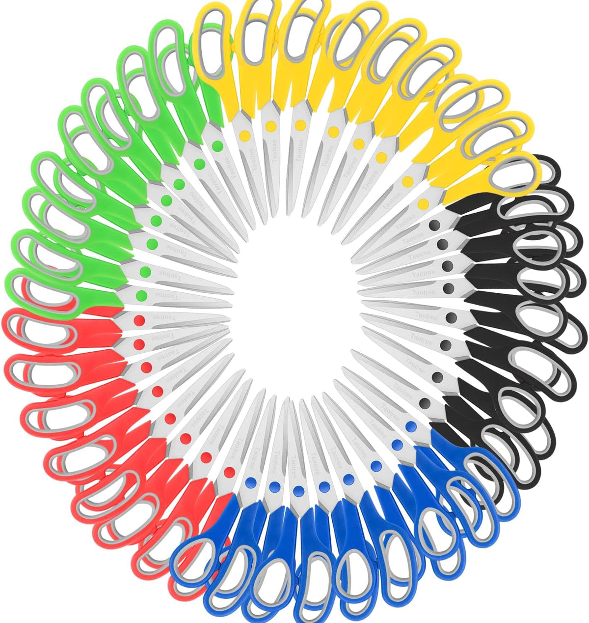 Scissors Bulk 40-Pack, Taotree 8" All Purpose Scissors, Soft Comfort-Grip