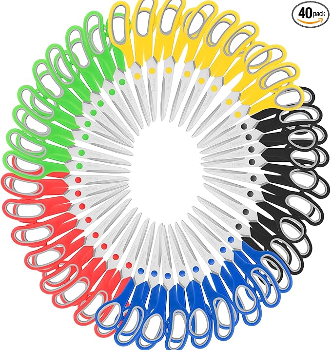 Scissors Bulk 40-Pack, Taotree 8" All Purpose Scissors, Soft Comfort-Grip by Taotree