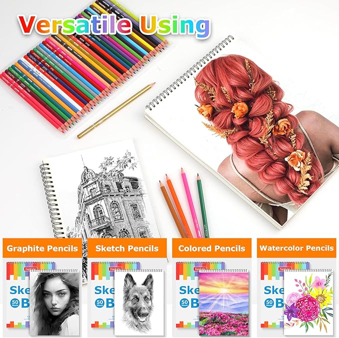 3-Pack 50 Sheets 9" x 12" Sketch Book, Spiral Bound Art Sketchbook, Bulk School - Image 3