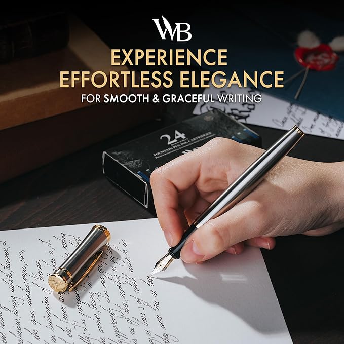Wordsworth & Black Fountain Pen Set, Medium Nib, Includes 24 Ink Cartridges and - Image 2